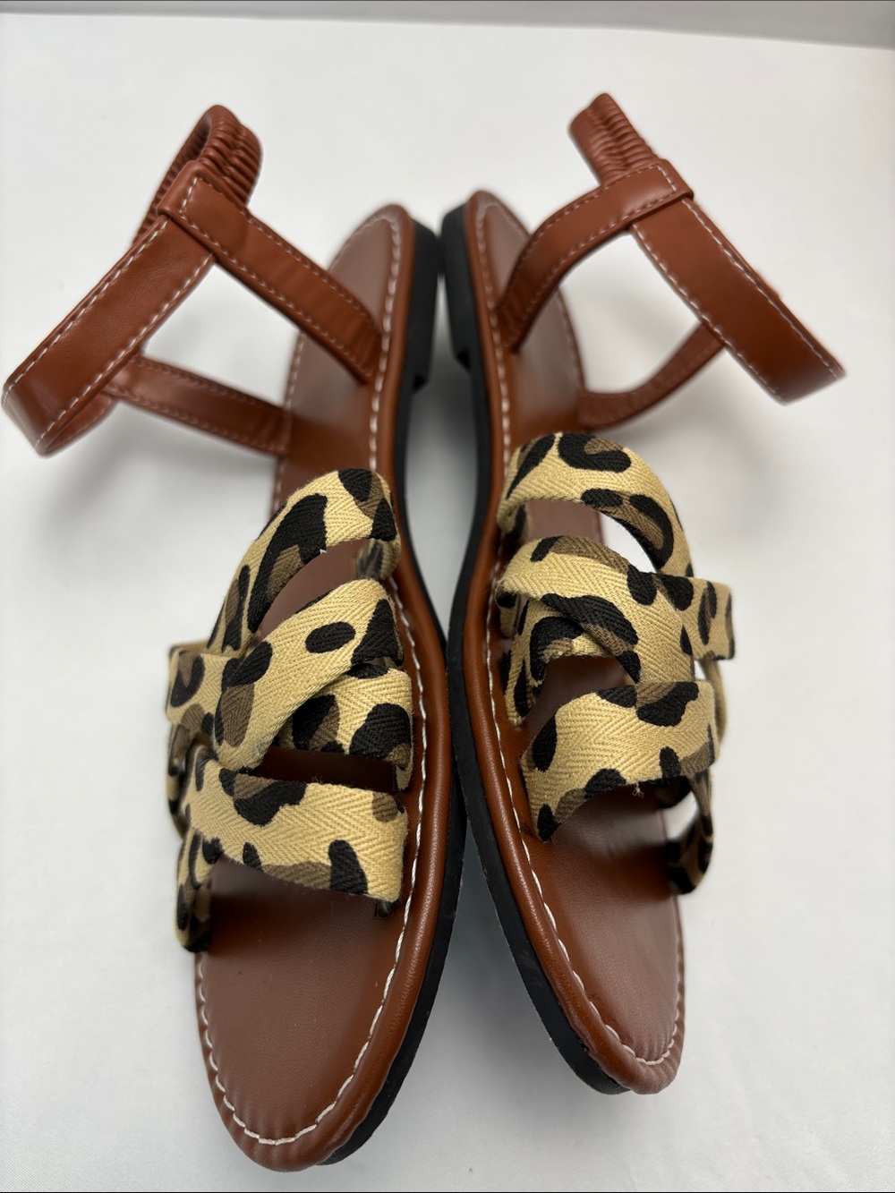 Fashion Women’s 5.5-6/36 Leopard Print Strappy Flat Sandals in Brown#494 - Picture 7 of 14